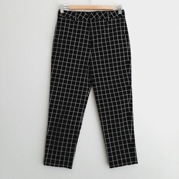 SHOJO | Crop Pants Neutral Window Pane Check Pattern Sz S - Picture 2 of 10